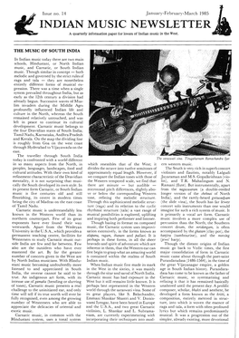 INDIAN MUSIC NEWSLETTER a Quarterly Information Paper for Lovers of Indian Music in the West