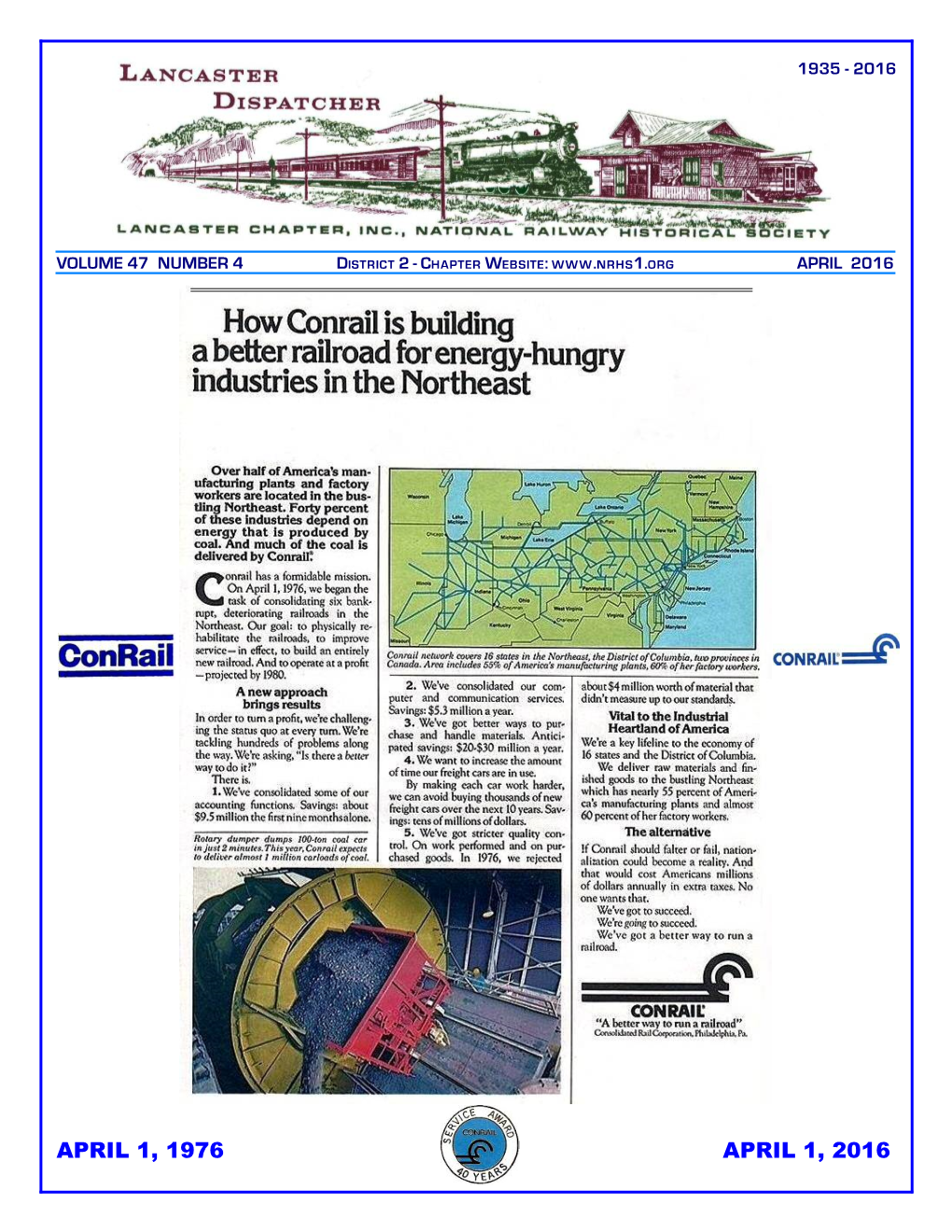 April 1, 1976 April 1, 2016 Lancaster Dispatcher Page 2 April 2016