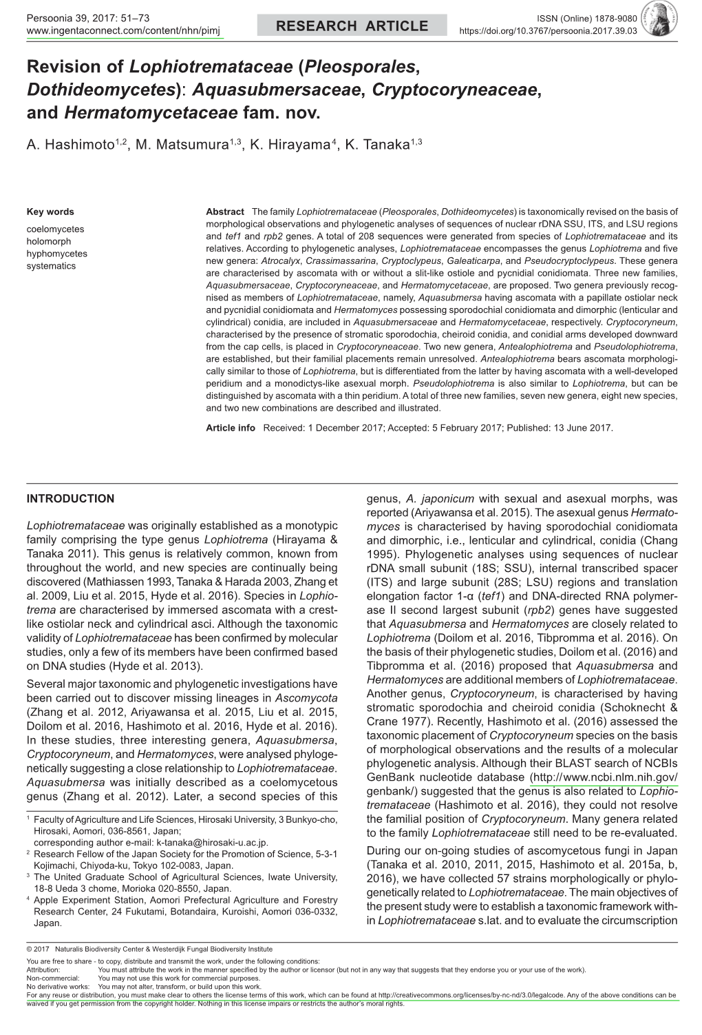 (<I>Pleosporales</I>, <I> Dothideomycetes</I>): <I