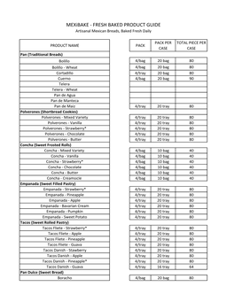 Mexibake - FRESH BAKED PRODUCT GUIDE Artisanal Mexican Breads, Baked Fresh Daily
