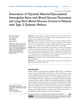 Association of Glycated Albumin/Glycosylated Hemoglobin