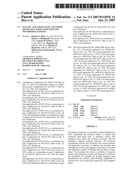 (12) Patent Application Publication (10) Pub. No.: US 2007/0143878 A1 Bhat Et Al