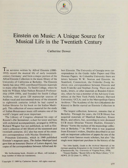 Einstein on Music: a Unique Source for Musical Life in the Twentieth Century