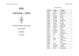 RSSL Call Book – 2014