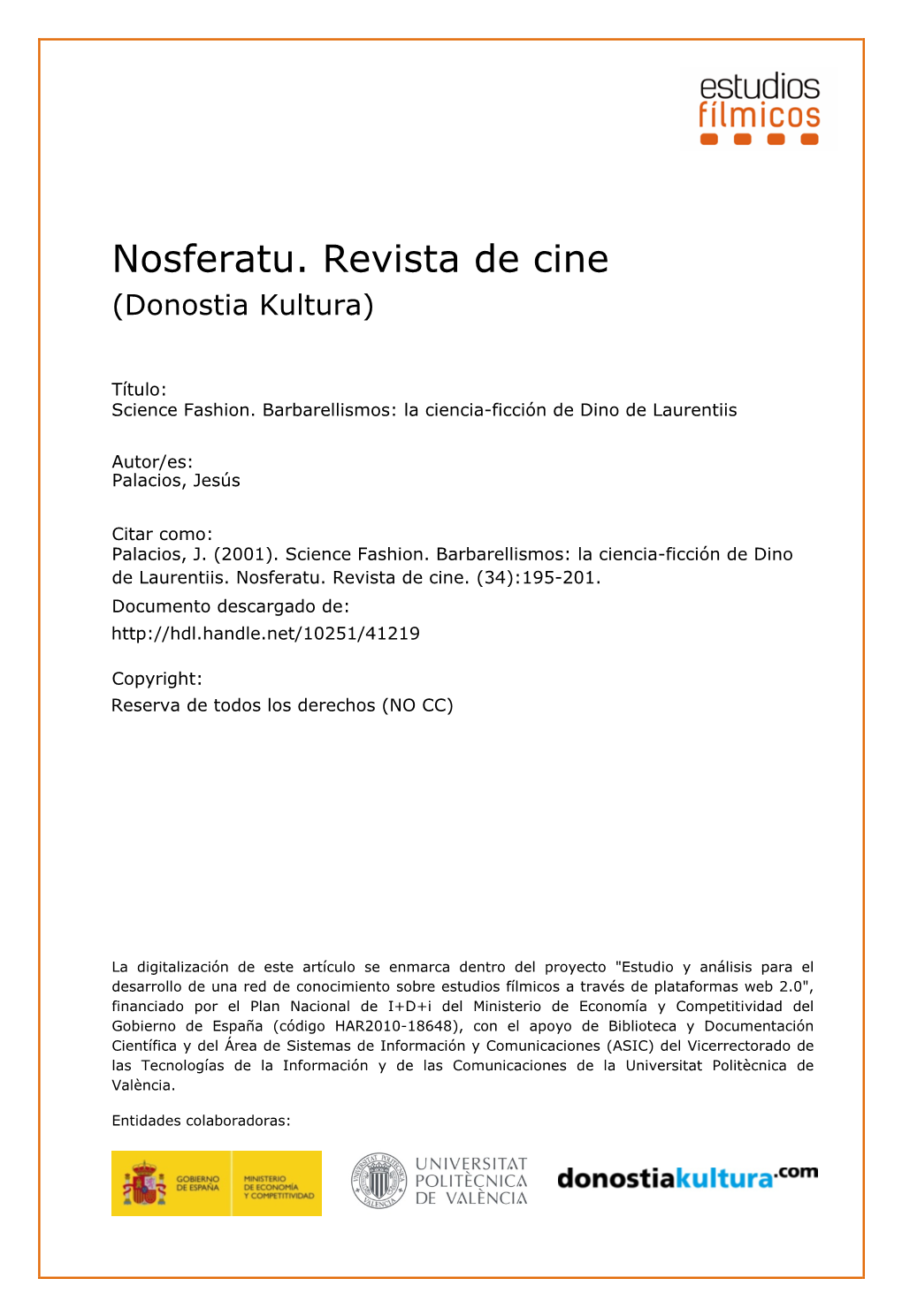 Nosferatu. Revista De Cine (Donostia Kultura)