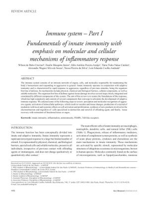 Part I Fundamentals of Innate Immunity with Emphasis on Molecular and Cellular Mechanisms of Inflammatory Resp