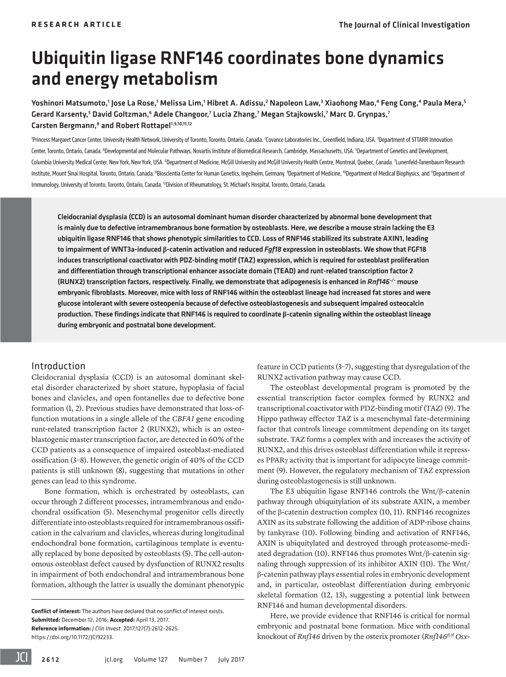 Ubiquitin Ligase RNF146 Coordinates Bone Dynamics and Energy Metabolism