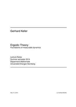 Gerhard Keller Ergodic Theory