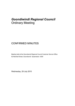 Goondiwindi Regional Council Ordinary Meeting