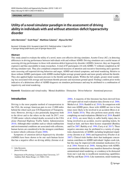 Utility of a Novel Simulator Paradigm in the Assessment of Driving Ability in Individuals with and Without Attention‑Defcit Hyperactivity Disorder