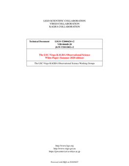 LSC-Virgo-KAGRA Observational Science White Paper (Summer 2020 Edition)
