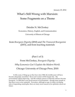 What's Still Wrong with Marxism: Some