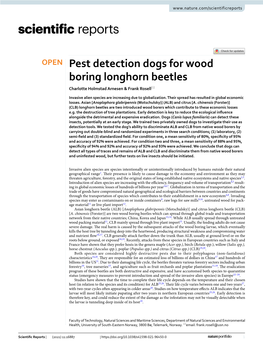 Pest Detection Dogs for Wood Boring Longhorn Beetles Charlotte Holmstad Arnesen & Frank Rosell*