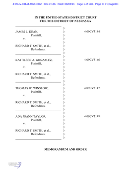 In the United States District Court for the District of Nebraska