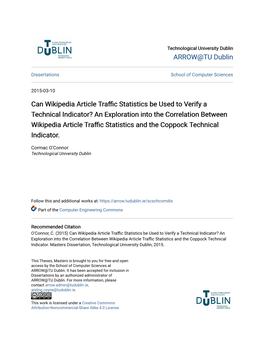 ARROW@TU Dublin Can Wikipedia Article Traffic Statistics Be Used