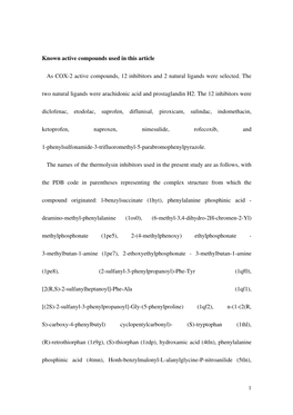 Known Active Compounds Used in This Article