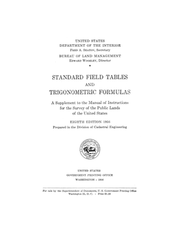 Standard Field Tables Trigonometric Formulas