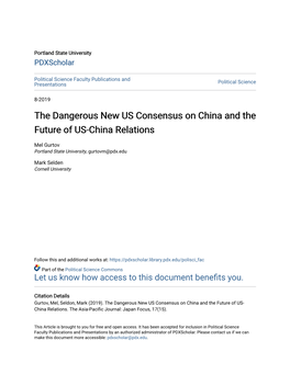The Dangerous New US Consensus on China and the Future of US-China Relations