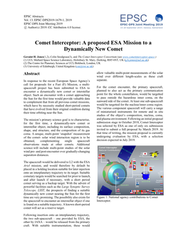 Comet Interceptor: a Proposed ESA Mission to a Dynamically New Comet