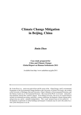 Climate Change Mitigation in Beijing, China