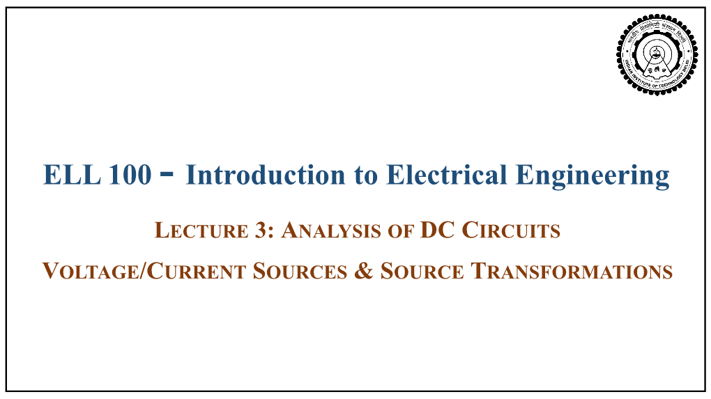 Voltage/Current Sources & Source Transformations