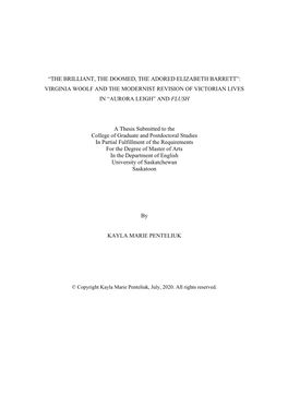 “The Brilliant, the Doomed, the Adored Elizabeth Barrett”: Virginia Woolf and the Modernist Revision of Victorian Lives in “Aurora Leigh” and Flush