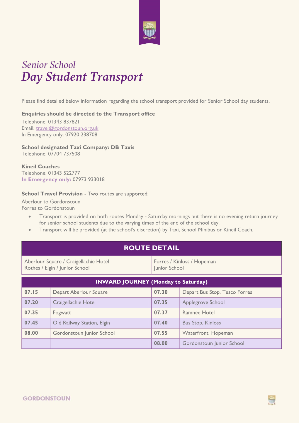 Day Student Transport