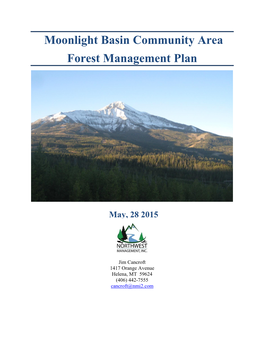 Moonlight Basin Community Area Forest Management Plan