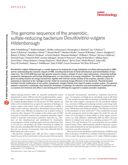 The Genome Sequence of the Anaerobic, Sulfate-Reducing Bacterium Desulfovibrio Vulgaris Hildenborough