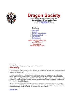 Dragon Society Real History, Dragon Philosophy and the Importance of Royal Bloodlines from Thedragonsociety Website Recovered Though Waybackmachine Website