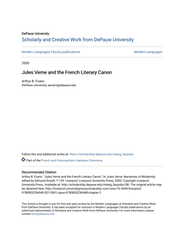 Jules Verne and the French Literary Canon
