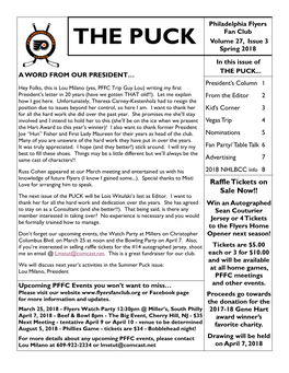 THE PUCK Volume 27, Issue 3 Spring 2018