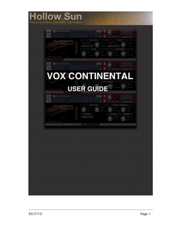 Vox User Guide