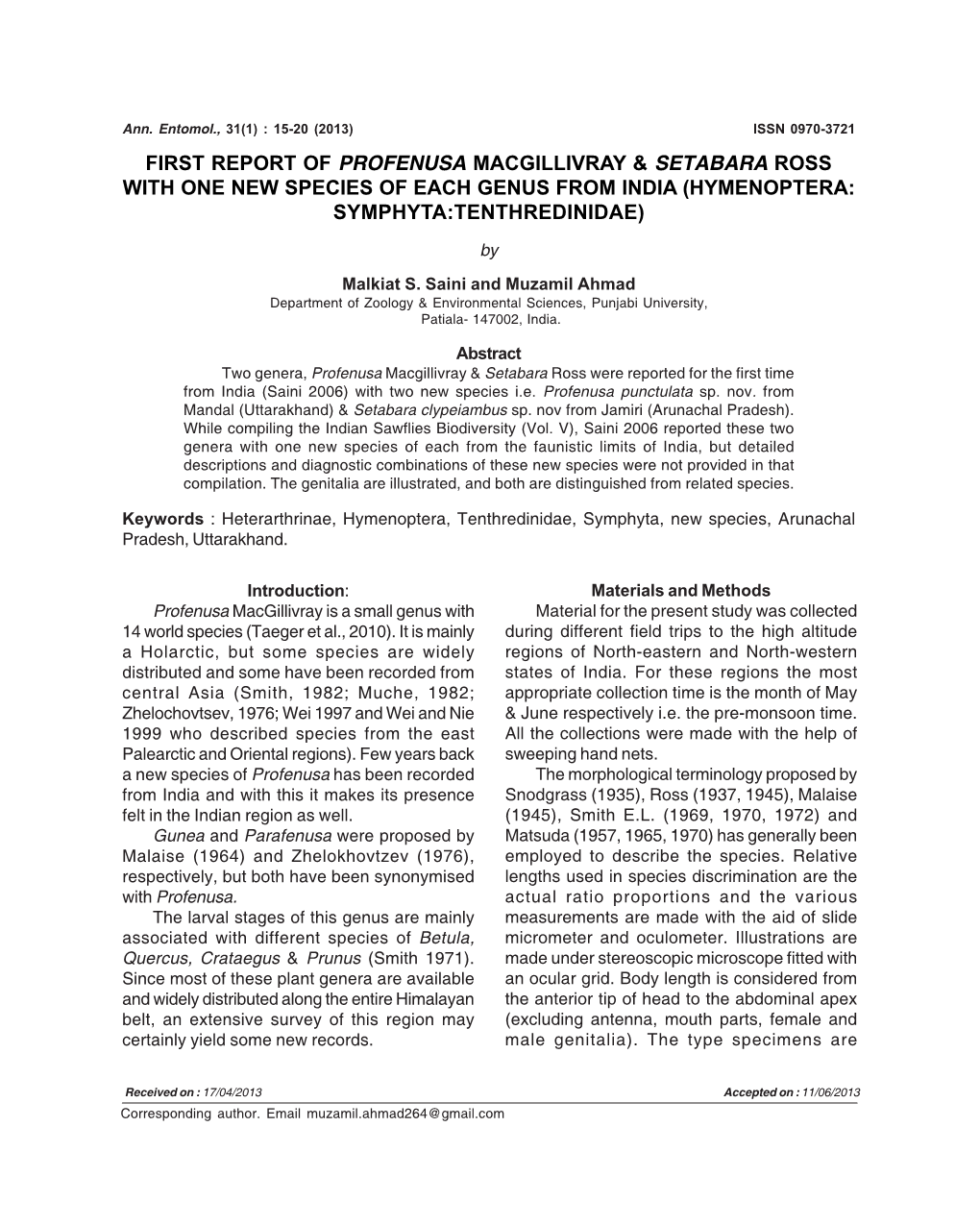 First Report of Profenusa Macgillivray & Setabara