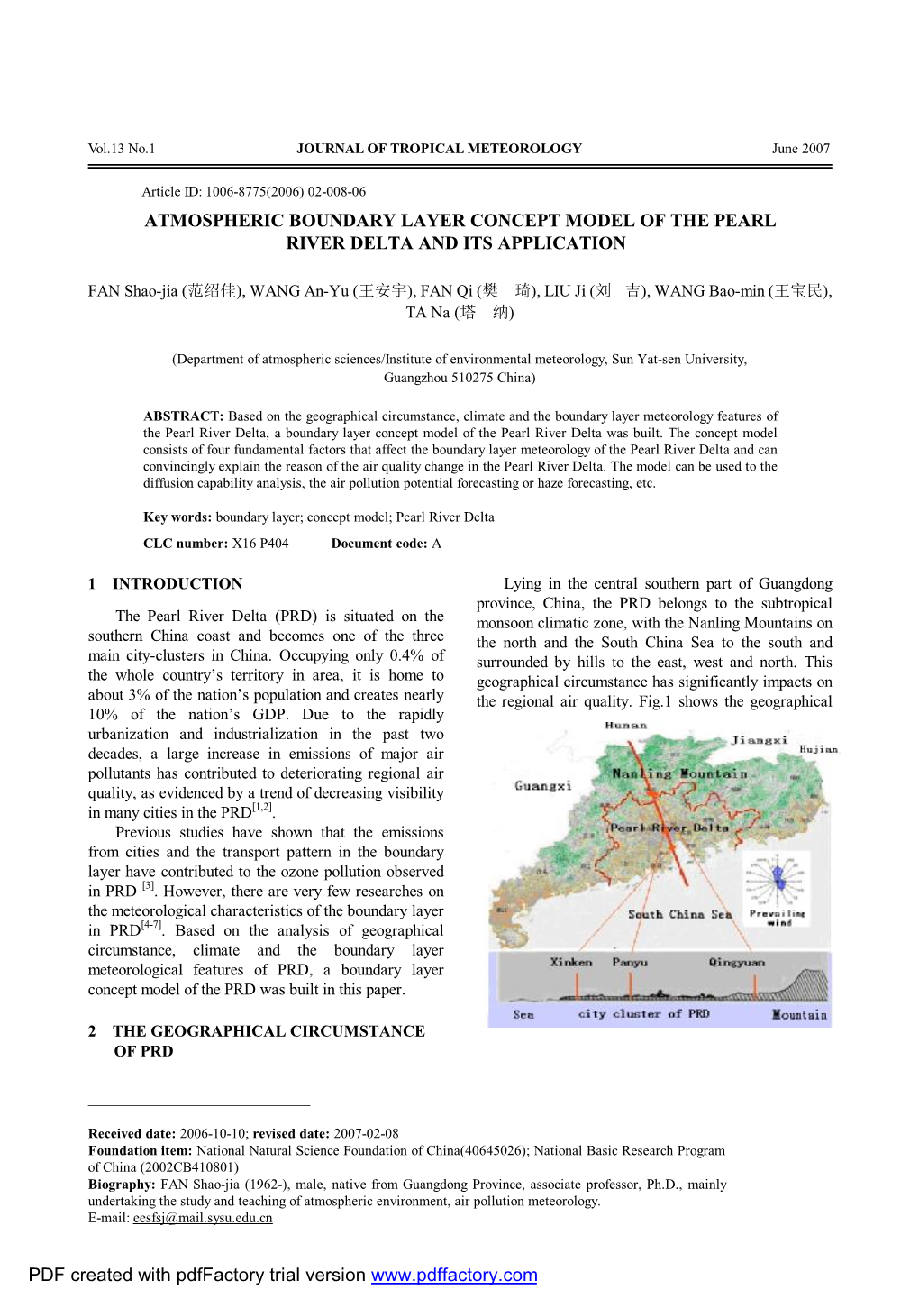 Atmospheric Boundary Layer Concept Model of the Pearl River Delta and Its Application