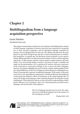 Chapter 2 Multilingualism from a Language Acquisition Perspective