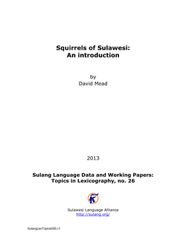 Squirrels of Sulawesi: an Introduction