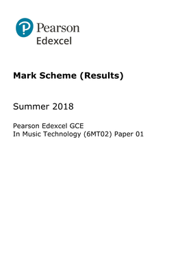 Mark Scheme (Results) Summer 2018