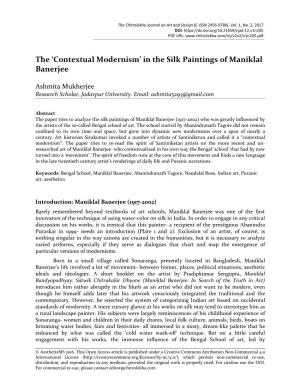 Contextual Modernism’ in the Silk Paintings of Maniklal Banerjee