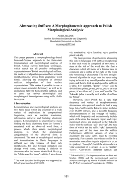 A Morphophonemic Approach to Polish Morphological Analysis1