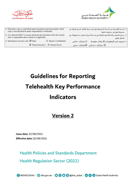 Guidelines for Reporting Telehealth Key Performance Indicators
