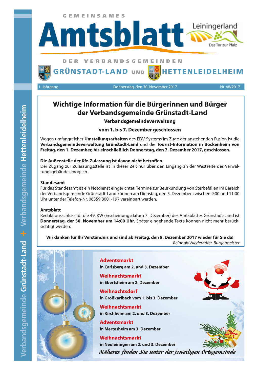 Verbandsgemeinde Grünstadt-Land Verbandsgemeinde Hettenleidelheim