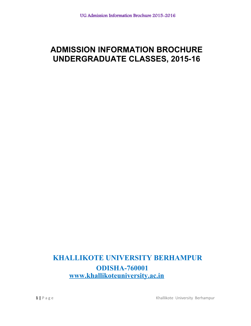 Admission Information Brochure