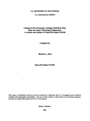 Catalog of Pre-Cretaceous Geologic Drill-Hole Data from the Upper Mississippi Embayment: a Revision and Update of Open-File Report 90-260