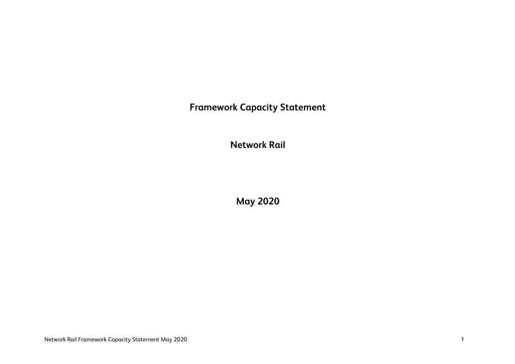 Framework Capacity Statement Network Rail May 2020