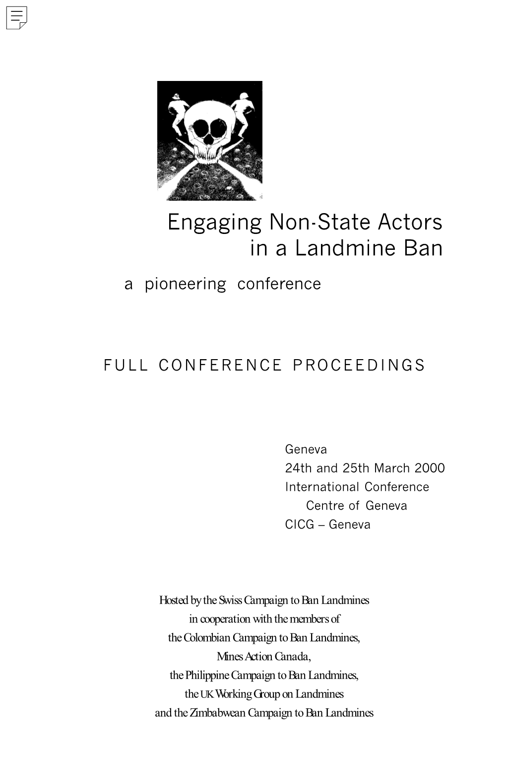 Engaging Non-State Actors in a Landmine Ban a Pioneering Conference
