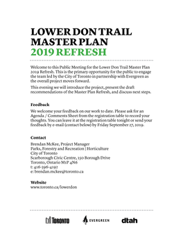 Lower Don Trail Master Plan Refresh: September 17, 2019 Public Meeting