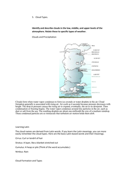 5. Cloud Types. Identify and Describe Clouds in the Low, Middle, And