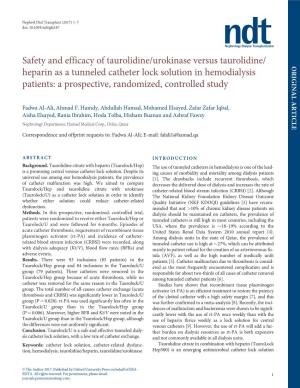 Heparin As a Tunneled Catheter Lock Solution in Hemodialysis Patients: a Prospective, Randomized, Controlled Study