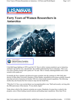 Forty Years of Women Researchers in Antarctica - US News and World Report Page 1 of 3